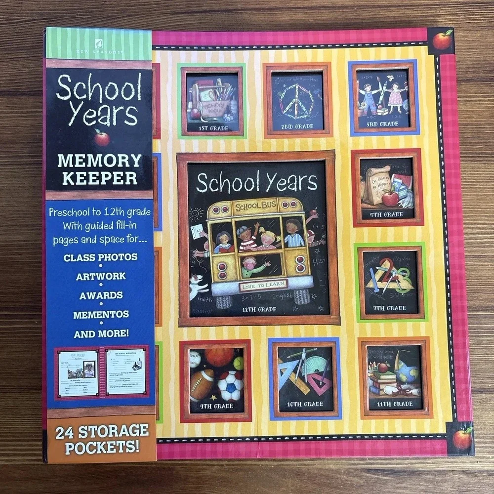 School Years Memory Keeper Scrapbook Album Preschool to 12th Grade 24 Pockets